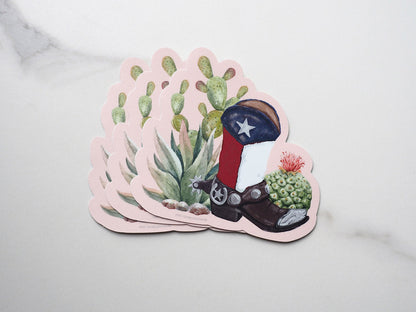 Cactus and Cowboy Boots Texas Sticker