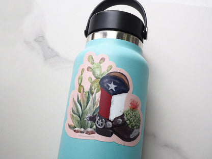 Cactus and Cowboy Boots Texas Sticker