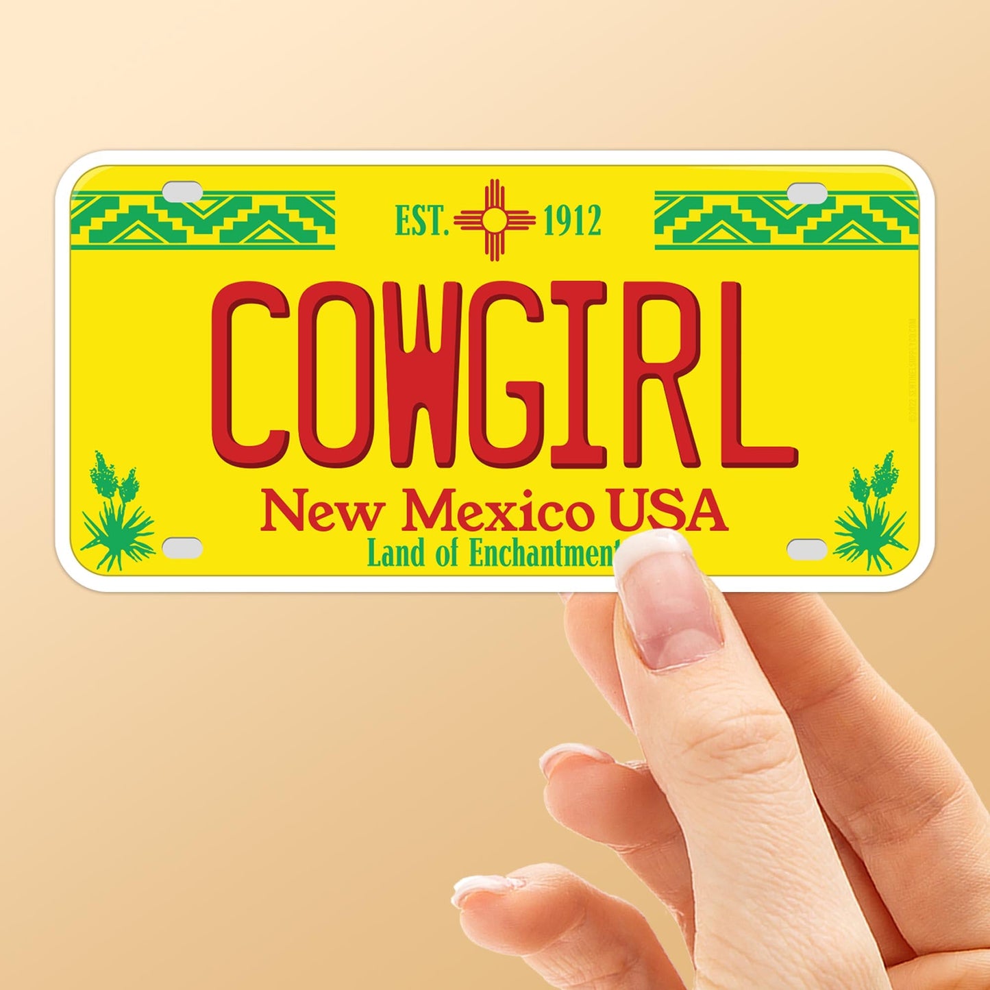 Cowgirl New Mexico License Plate Sticker