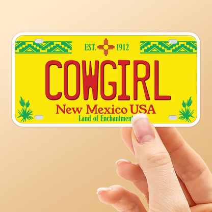 Cowgirl New Mexico License Plate Sticker