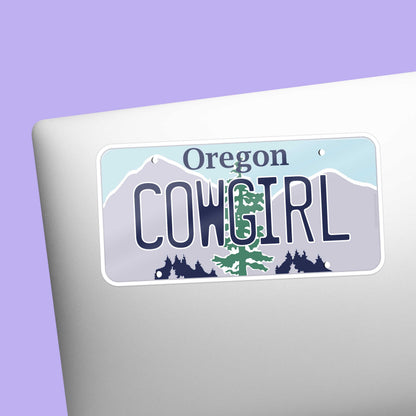 Cowgirl Oregon License Plate Sticker