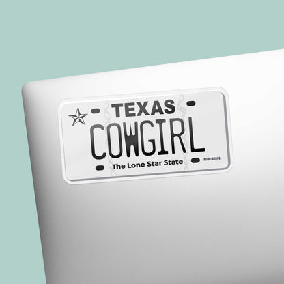 Cowgirl Texas License Plate Sticker
