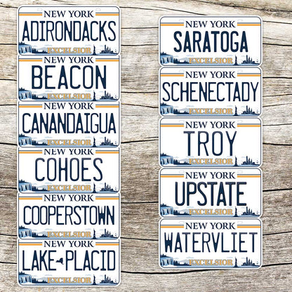 New York License Plate Sticker - Choose from 25+ NY Cities