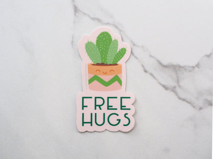 Free Hugs Cute Cactus Sticker
