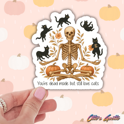 Dead Inside But Still Love Cats Halloween Sticker