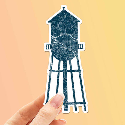 Blue Water Tower Durham North Carolina Map Sticker - Cool NC Decal