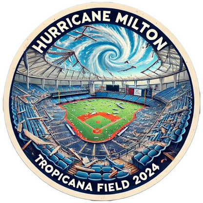 Waterproof BOPP Tampa Bay Rays Tropicana Field - Hurricane Milton 2024 Commemorative Sticker Commercial Label Printing | Carrco Labels | Custom Sticker and Label | Carrco Labels