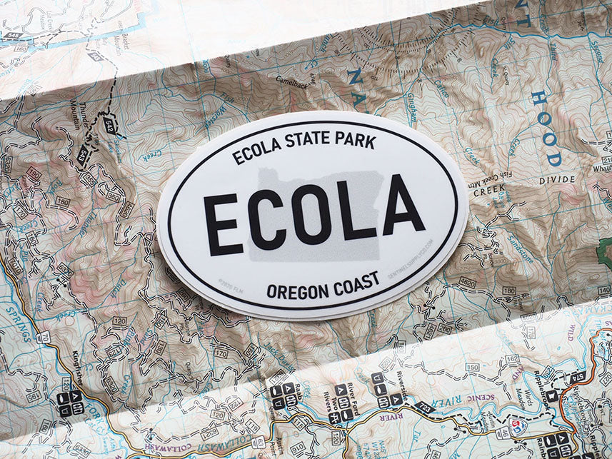 Ecola State Park Oregon White Oval Bumper Sticker