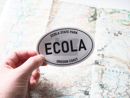 Ecola State Park Oregon White Oval Bumper Sticker