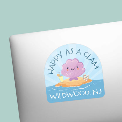 Happy as a Clam Wildwood NJ Sticker