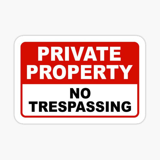 Private Property No Trespassing Sticker