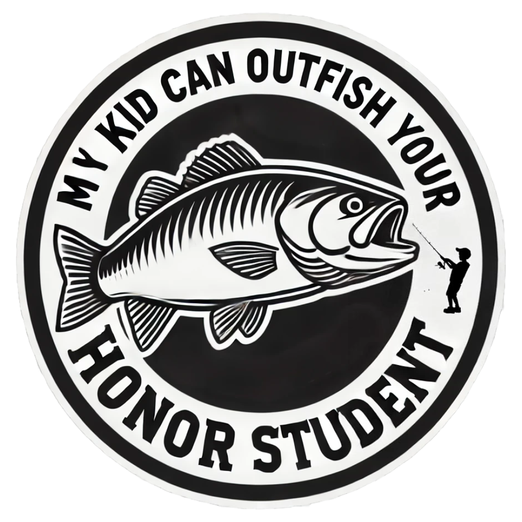 My Kid Can Outfish Your Honor Student Circular Fishing Sticker – Durable & Waterproof Decal