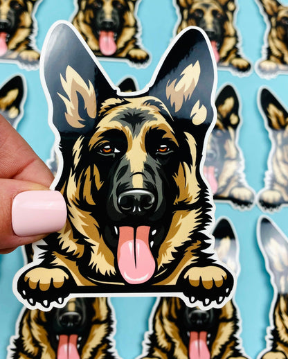 German Shepherd Peeking Paws Sticker