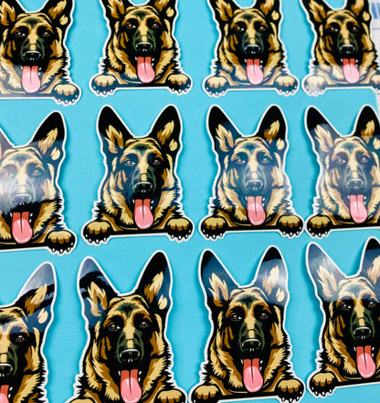 German Shepherd Peeking Paws Sticker
