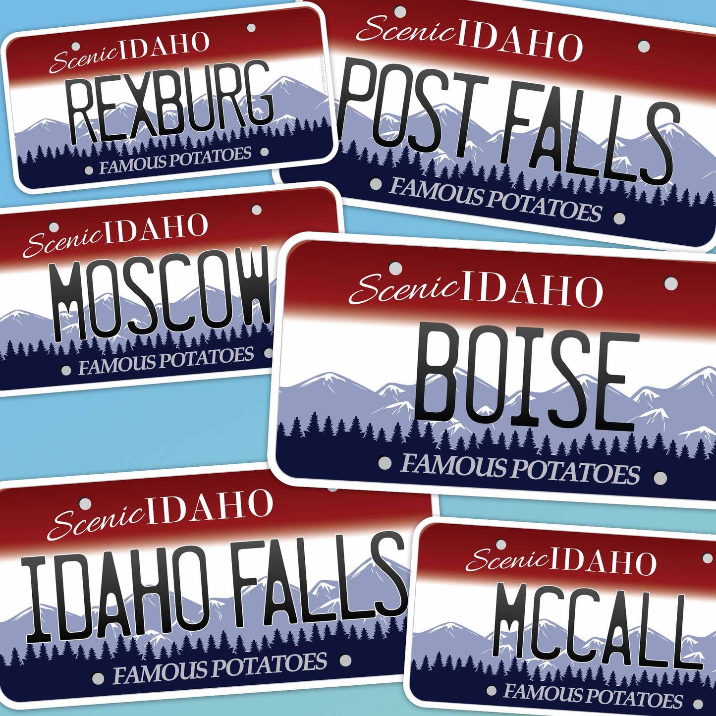 Idaho License Plate Stickers - Choose from 25+ ID City & Saying Decals