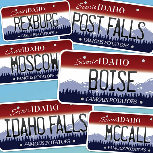 Idaho License Plate Stickers - Choose from 25+ ID City & Saying Decals