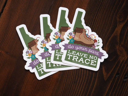 Leave No Trace Idaho Hiking Boot Sticker
