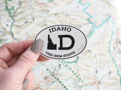 White Oval Idaho Bumper Sticker