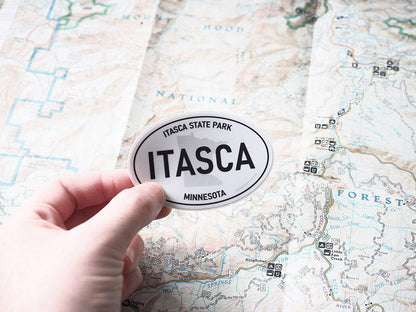Itasca State Park Minnesota White Oval Bumper Sticker