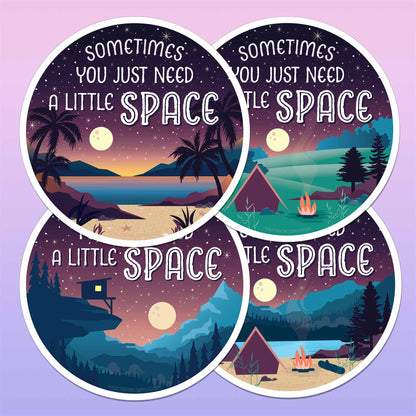 Just Need A Little Space Camping Sticker - Beach
