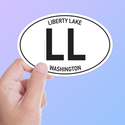 White Oval Liberty Lake Bumper Sticker