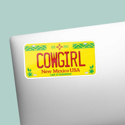 Cowgirl New Mexico License Plate Sticker