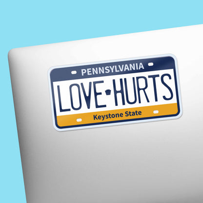 Love Hurts Philly Sports Pennsylvania License Plate Sticker