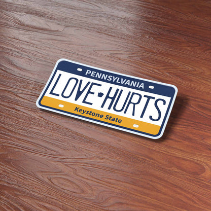 Love Hurts Philly Sports Pennsylvania License Plate Sticker