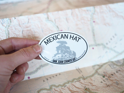 Mexican Hat, Utah - White Oval Sticker 3" & 4"