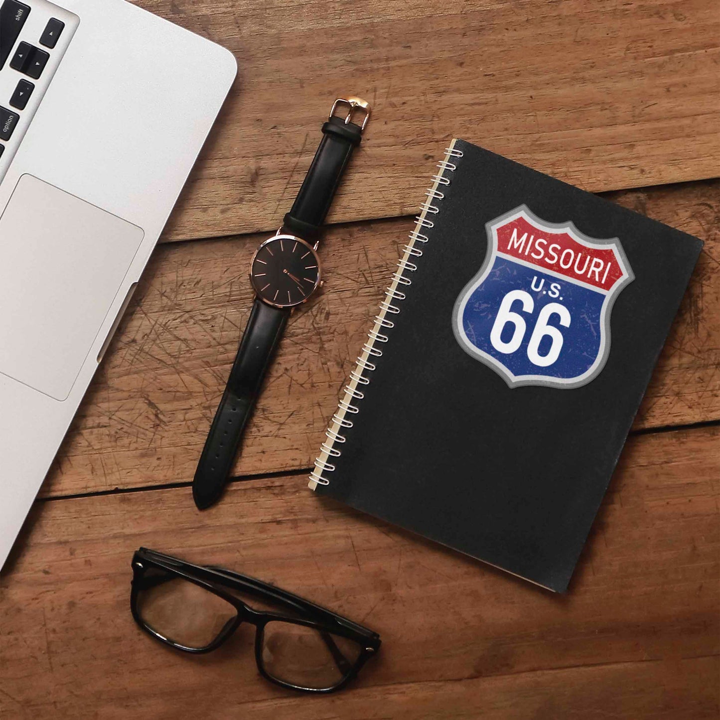 Missouri Blue Route 66 Sticker - Cool MO Vintage Highway Sign Decal