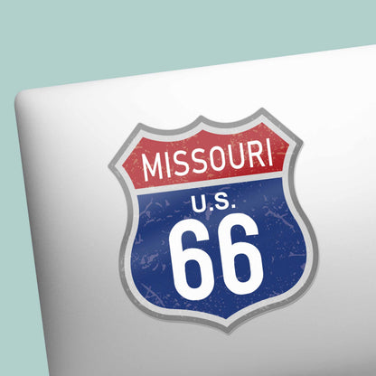 Missouri Blue Route 66 Sticker - Cool MO Vintage Highway Sign Decal