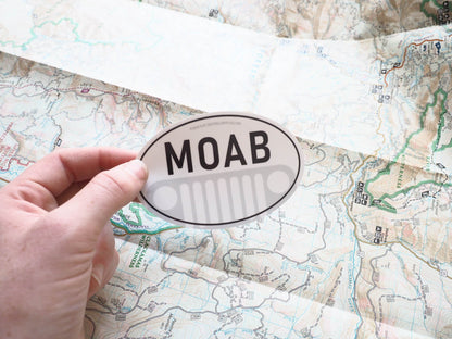 Moab Utah Bumper Sticker - White Oval Decal 3" & 4"
