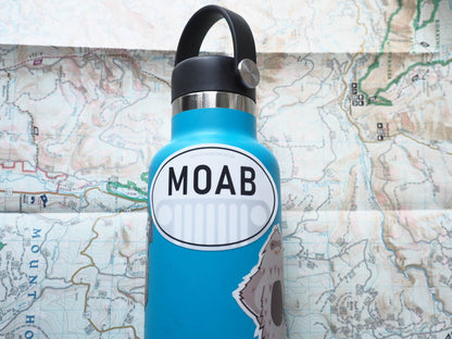 Moab Utah Bumper Sticker - White Oval Decal 3" & 4"
