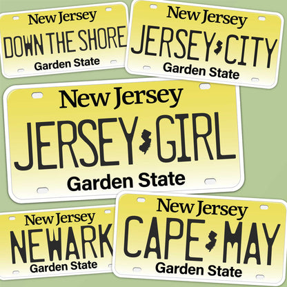 New Jersey License Plate Stickers - Choose Your NJ City or Saying