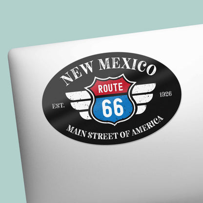 New Mexico Route 66 Sticker - NM Black Oval Decal