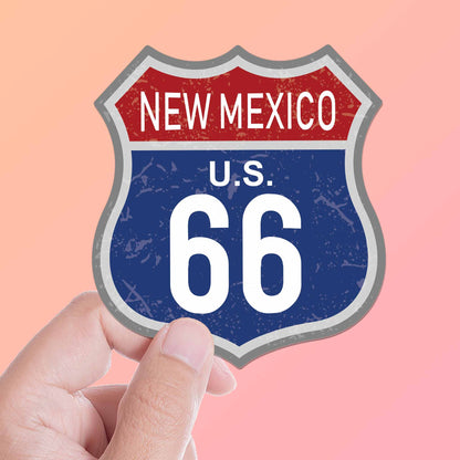 New Mexico Blue Route 66 Sticker - Cool NM Vintage Highway Sign Decal