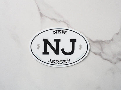 White Oval New Jersey NJ Sticker