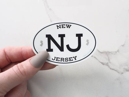 White Oval New Jersey NJ Sticker