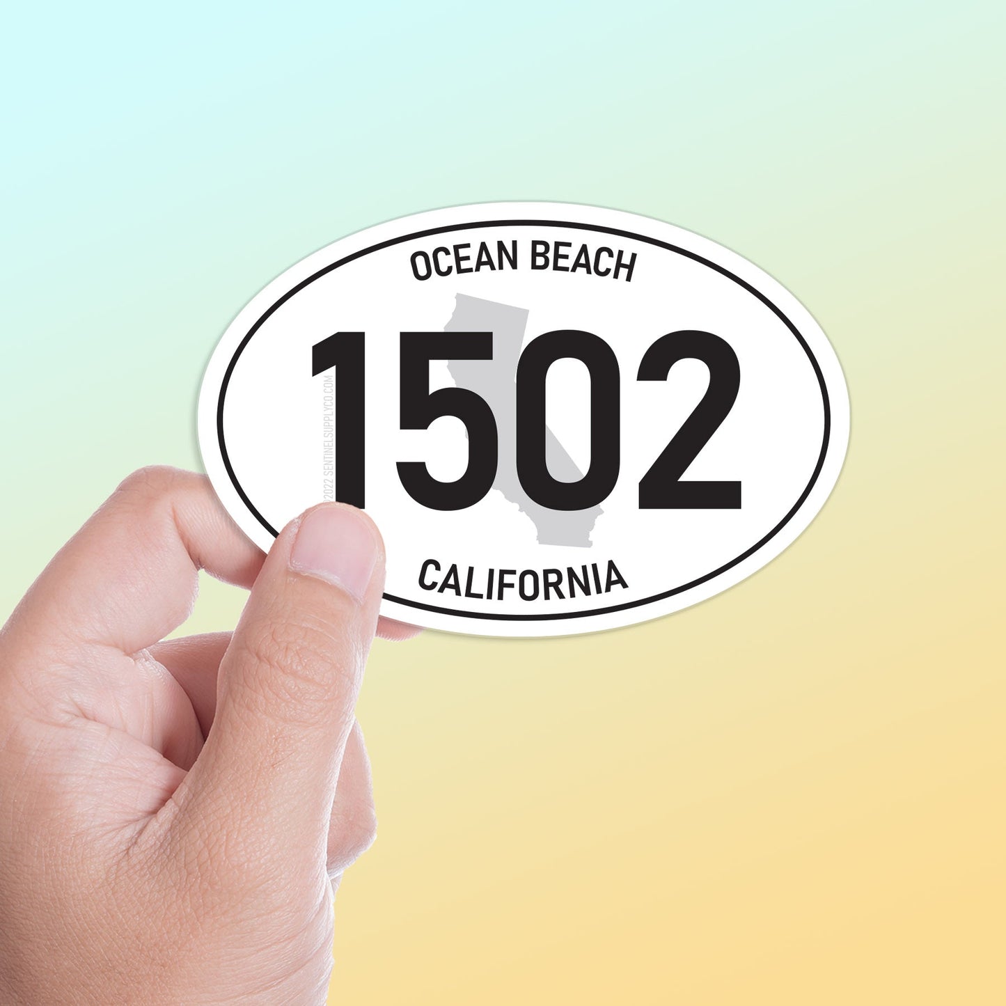 White Oval 1502 Ocean Beach San Diego Sticker