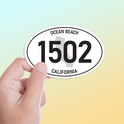 White Oval 1502 Ocean Beach San Diego Sticker