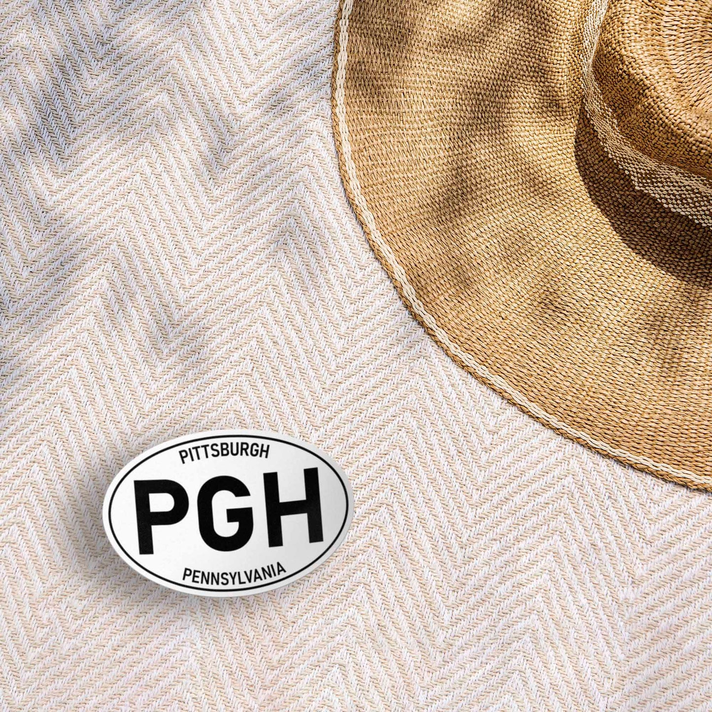 Pittsburgh White Oval Bumper Stickers - PGH Pennsylvania Decal
