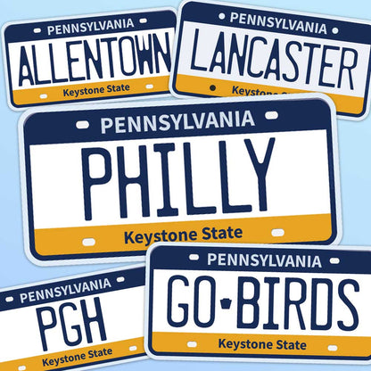 Pennsylvania License Plate Stickers - Choose Your PA City or Saying