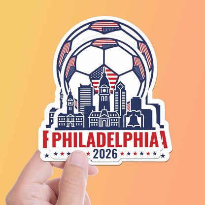 Philadelphia Skyline USA Soccer Sticker - Philly PA Sports Decal