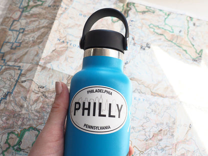 Philly Skyline White Oval Philadelphia Bumper Sticker