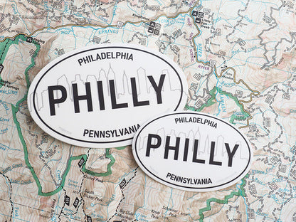 Philly Skyline White Oval Philadelphia Bumper Sticker
