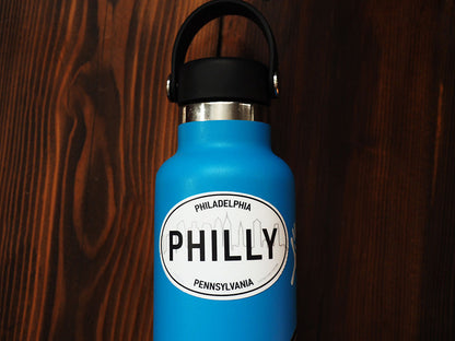 Philly Skyline White Oval Philadelphia Bumper Sticker