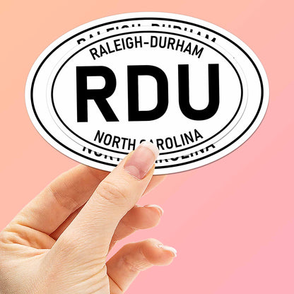 Raleigh Durham North Carolina RDU White Oval Bumper Sticker - Cool NC Decal