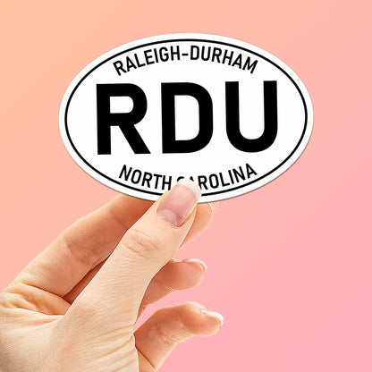 Raleigh Durham North Carolina RDU White Oval Bumper Sticker - Cool NC Decal
