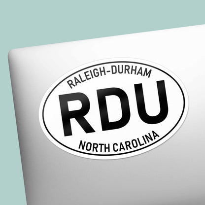 Raleigh Durham North Carolina RDU White Oval Bumper Sticker - Cool NC Decal