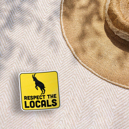 Respect the Locals Mountain Goat Sticker - Funny PNW Nature Decal